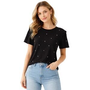 Boutique Black Pearl Detail Ruffle Sleeve Top Womens Size M | Coquette Corpcore